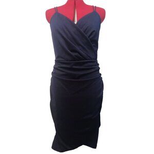Grace Karin Navy Blue Cross Front Ruched Bodycon Summer Dress US 2XL